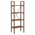 Libreria a 4 Ripiani in Legno e Metallo Marrone 60x30x148 cm