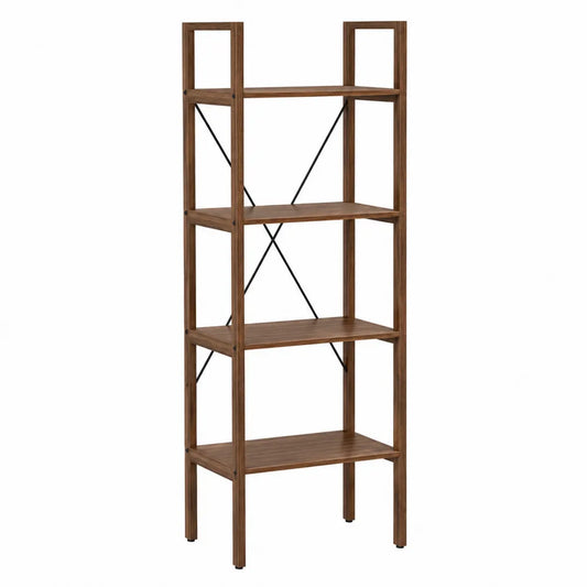 Libreria a 4 Ripiani in Legno e Metallo Marrone 60x30x148 cm