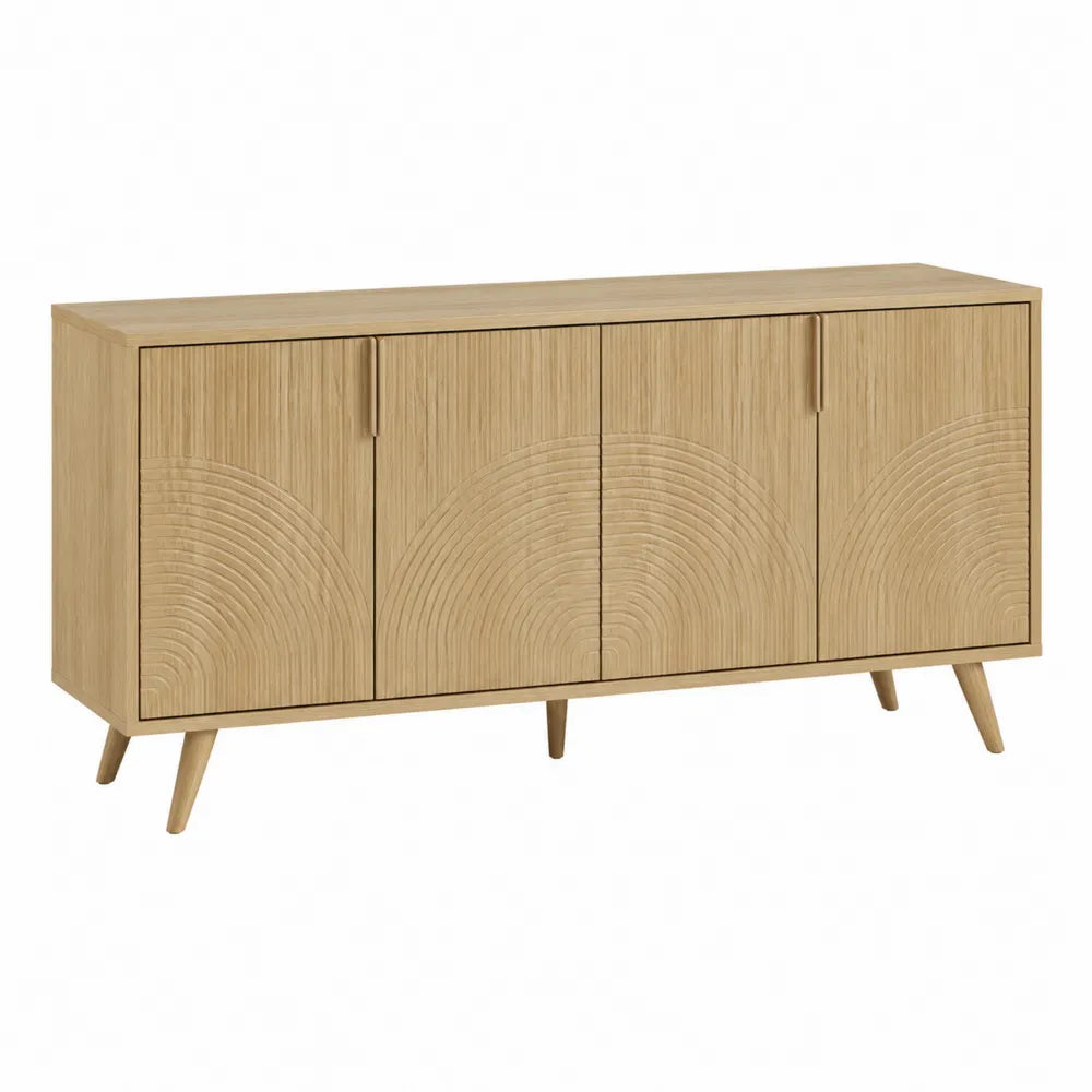 Credenza in Legno di Rovere con Ante Intagliate 150x40x80 cm