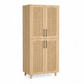 Armadio in legno con ante in rattan 180x80x40 cm