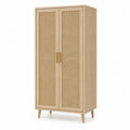 Armadio in Legno di Quercia e Rattan Naturale 180x80x50 cm