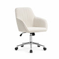 Sedia da ufficio in tessuto microfibra beige con base in metallo