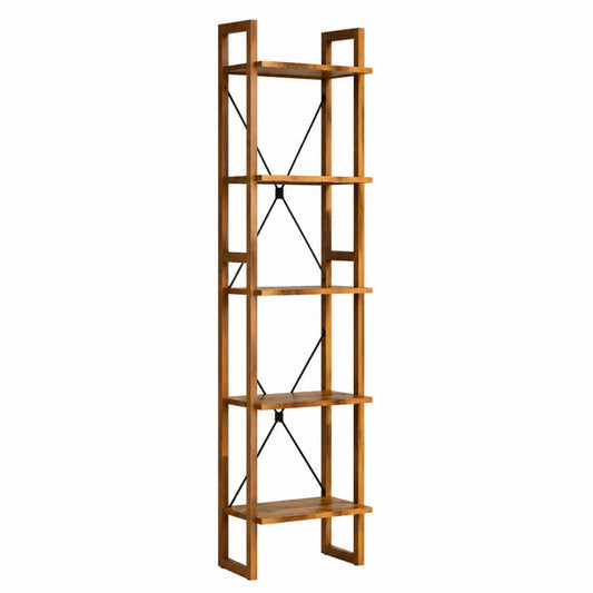 Scaffale libreria in legno di acacia con 5 ripiani, 180x60x30cm