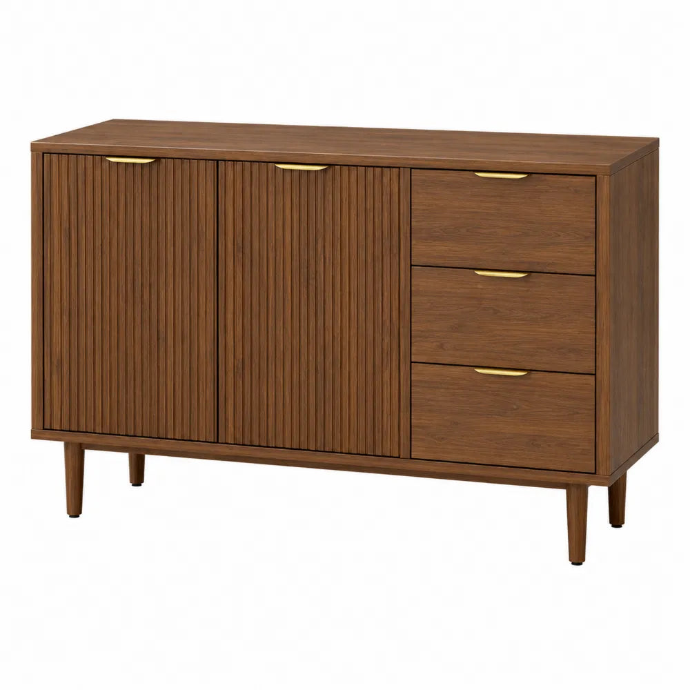 Credenza in legno di noce con 3 cassetti e 2 ante marrone