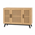Credenza in Legno di Rovere e Rattan con Gambe in Acciaio 80x120x40 cm