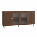 Credenza in legno e vetro scanalato marrone