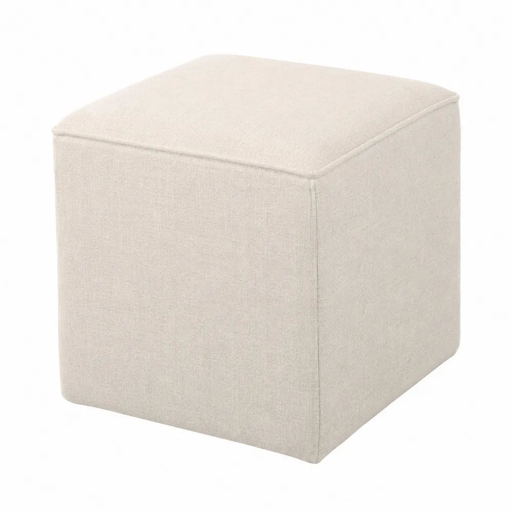 Pouf cubico in tessuto beige 40x40x40 cm
