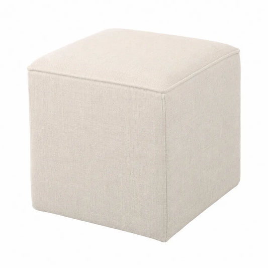 Pouf cubico in tessuto beige 40x40x40 cm
