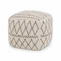 Pouf Quadrato in Cotone Beige e Nero 40x40x40 cm