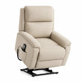 Poltrona reclinabile in tessuto beige con sollevamento elettrico