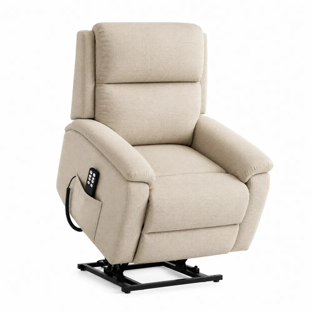 Poltrona reclinabile in tessuto beige con sollevamento elettrico