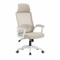 Sedia da ufficio in plastica e rete beige con base regolabile