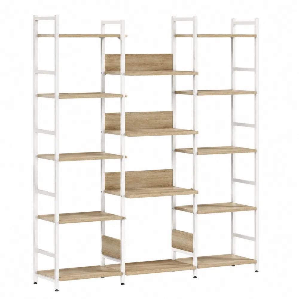 Scaffale modulare in metallo bianco e legno ingegnerizzato 180x160x30 cm