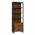 Libreria in Legno e Metallo con 4 Ripiani e 2 Cassetti