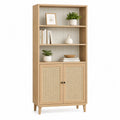 Libreria in Legno e Rattan Naturale